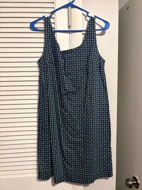 Joe Fresh Navy Dress with Green Grid Print